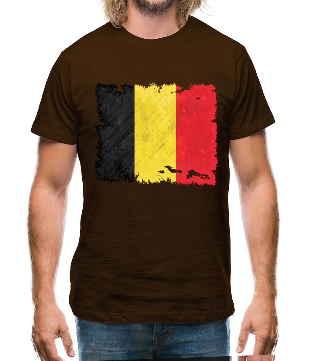 Belgium Grunge Style Flag Mens T-Shirt
