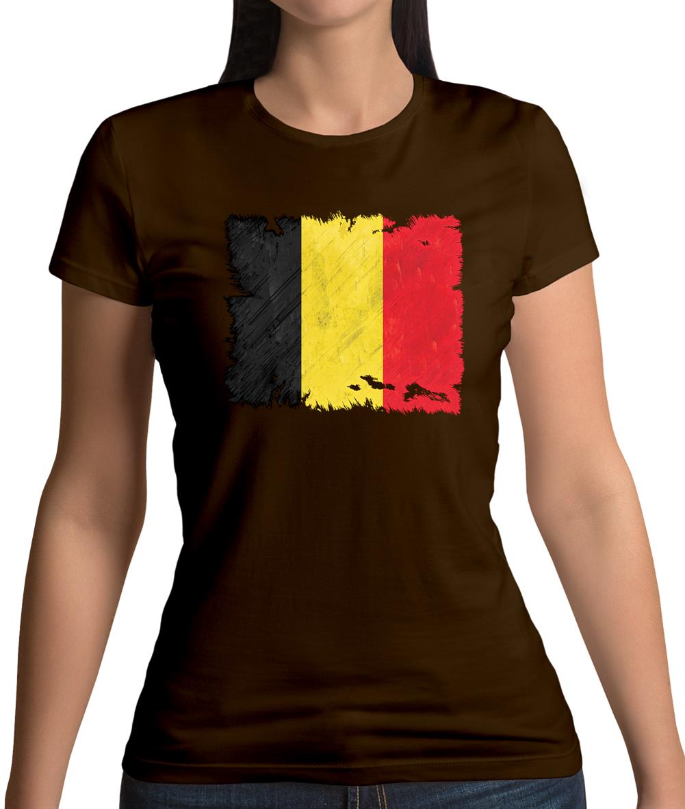 Belgium Grunge Style Flag Womens T-Shirt