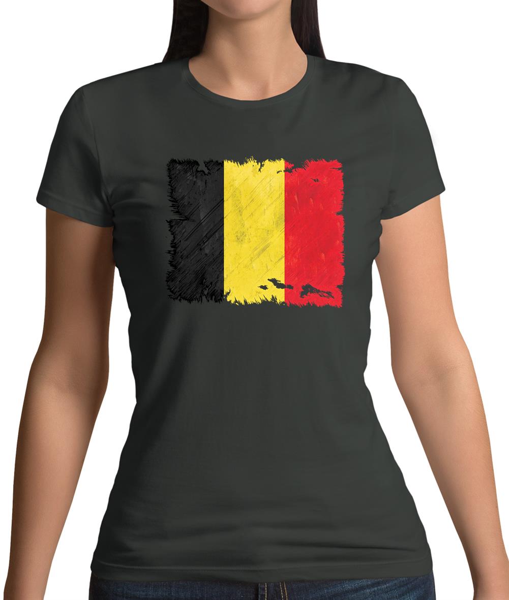 Belgium Grunge Style Flag Womens T-Shirt