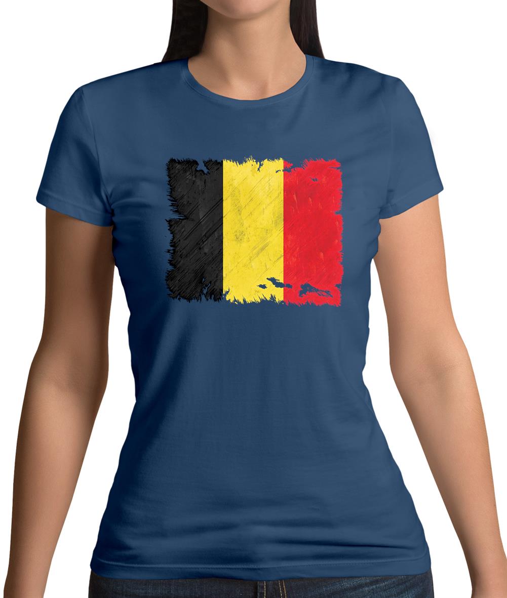 Belgium Grunge Style Flag Womens T-Shirt
