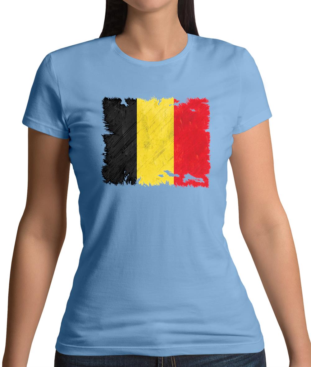 Belgium Grunge Style Flag Womens T-Shirt