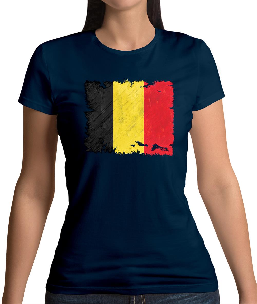 Belgium Grunge Style Flag Womens T-Shirt