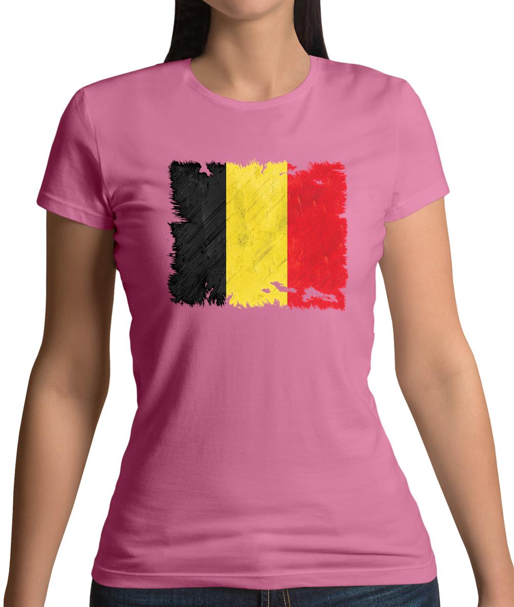 Belgium Grunge Style Flag Womens T-Shirt