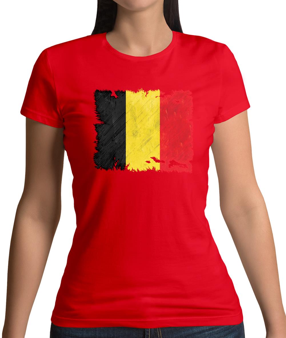 Belgium Grunge Style Flag Womens T-Shirt