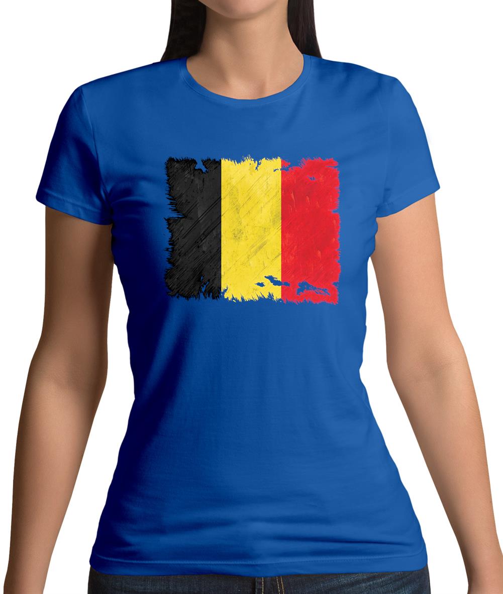 Belgium Grunge Style Flag Womens T-Shirt