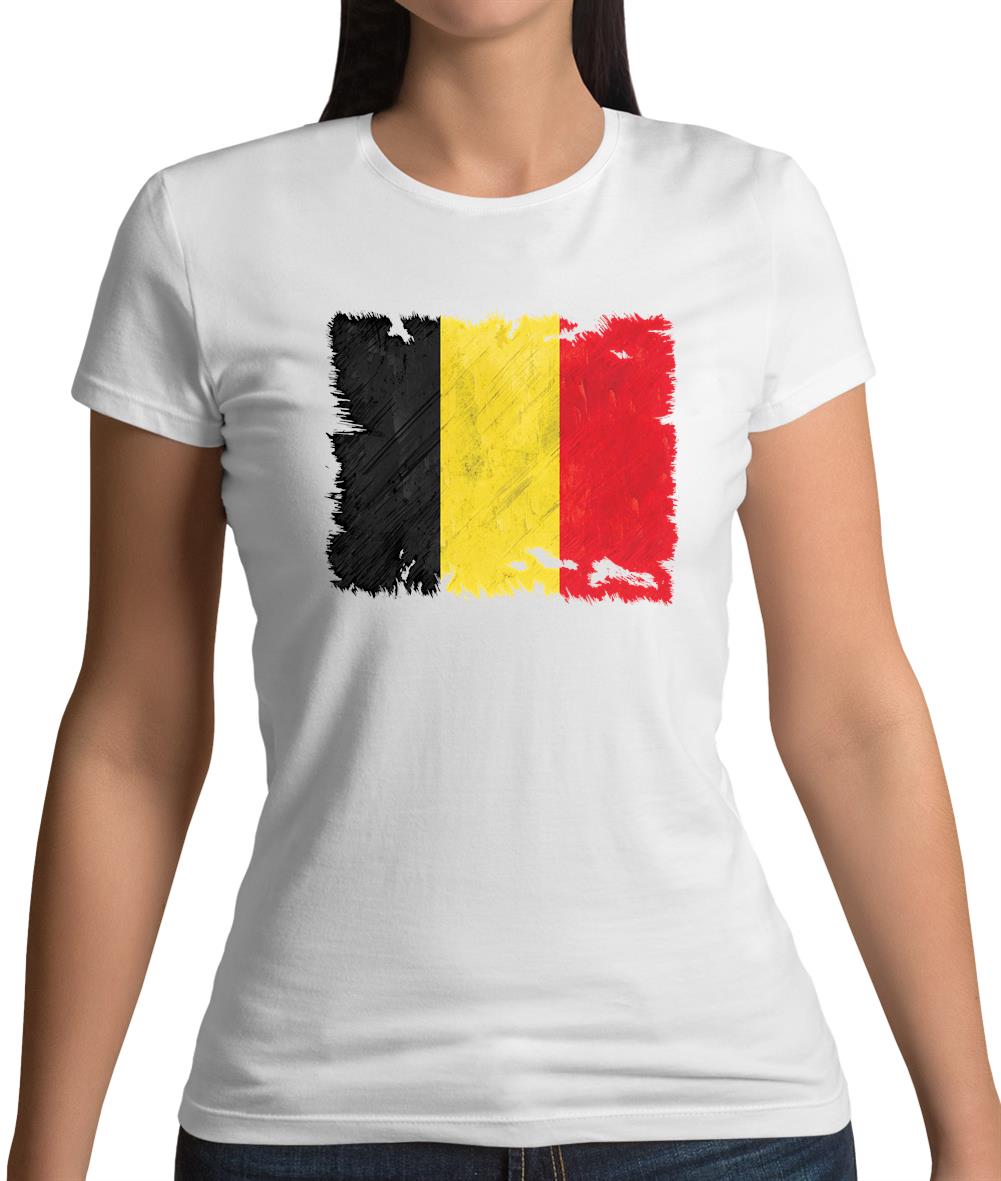Belgium Grunge Style Flag Womens T-Shirt