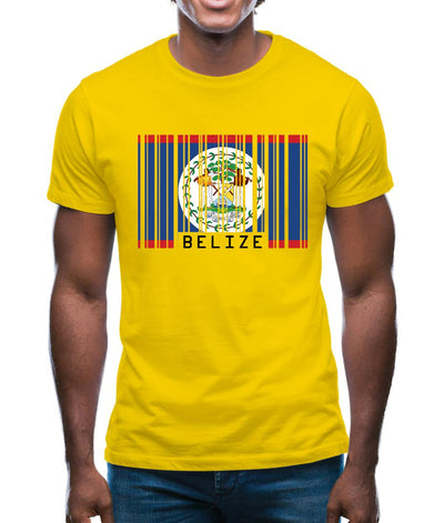 Belize Barcode Style Flag Mens T-Shirt