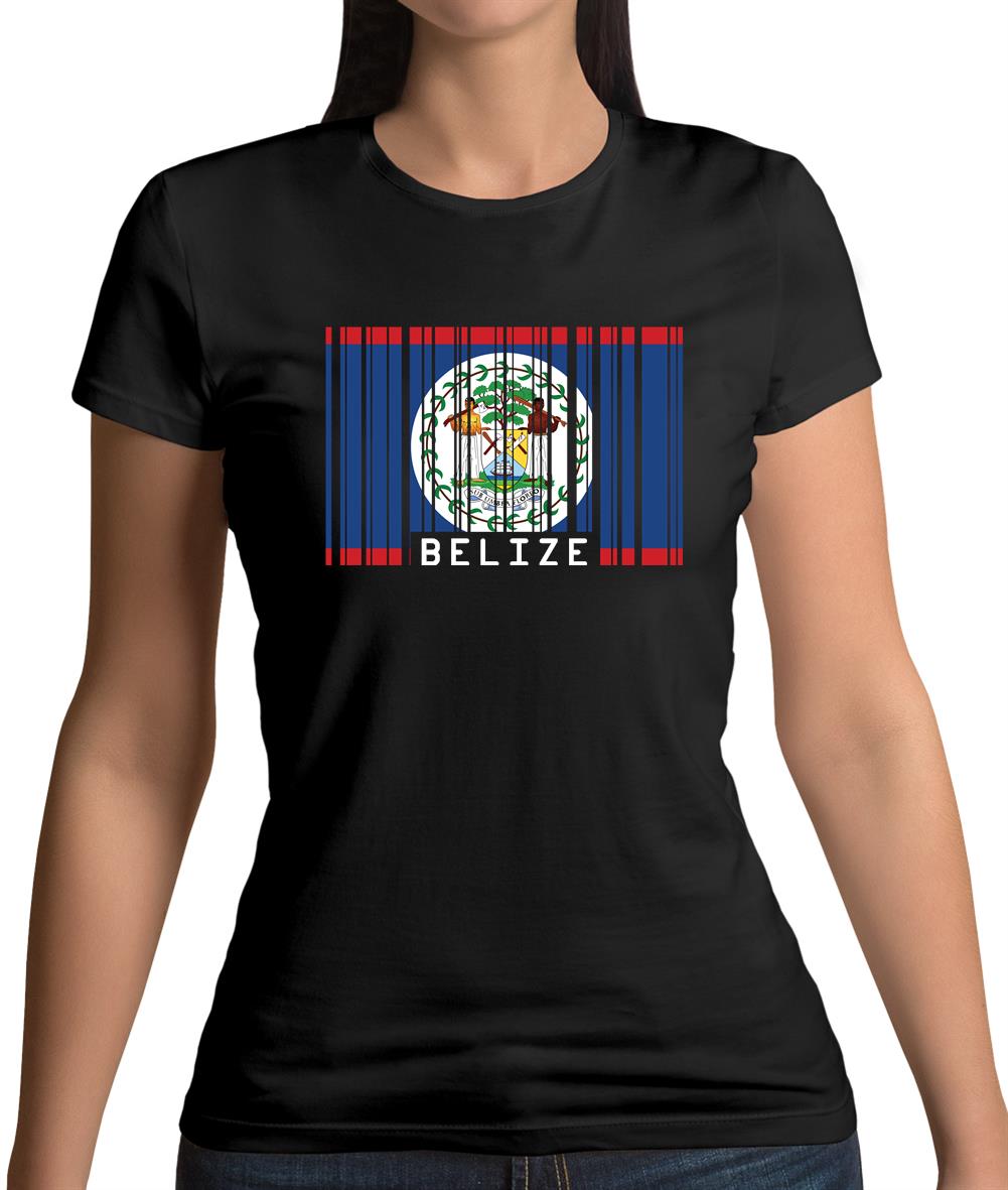 Belize Barcode Style Flag Womens T-Shirt