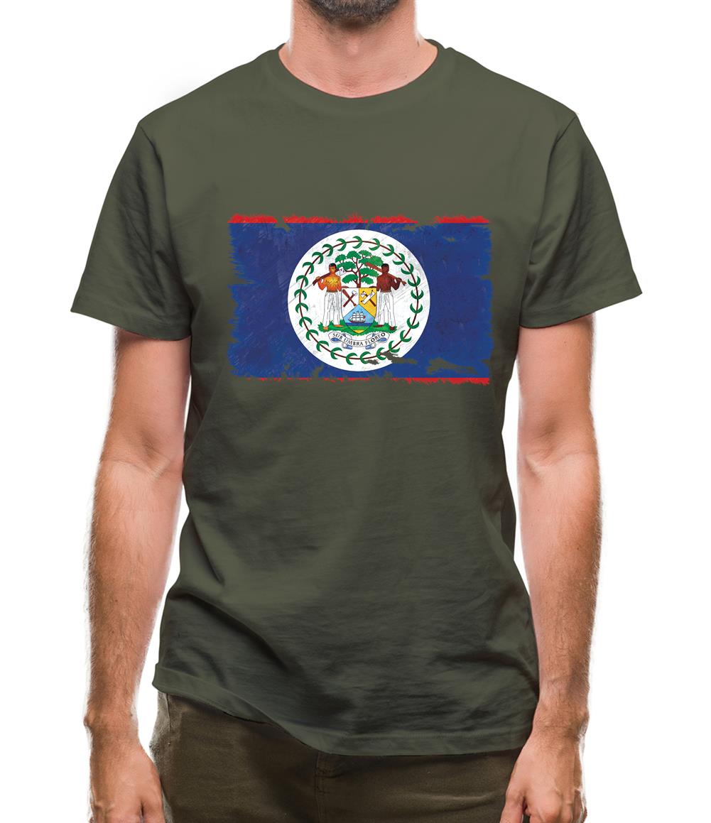 Belize Grunge Style Flag Mens T-Shirt