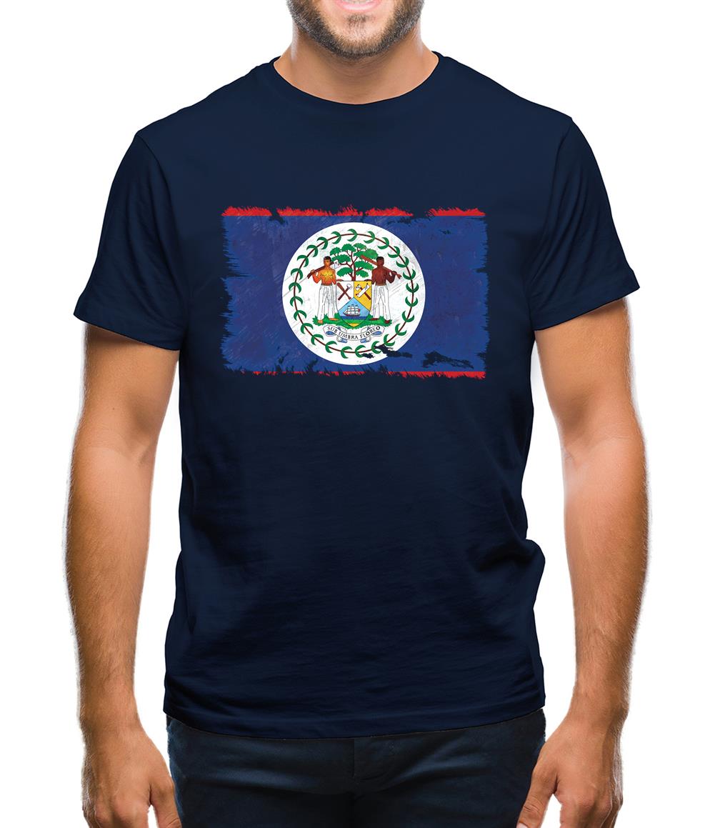 Belize Grunge Style Flag Mens T-Shirt