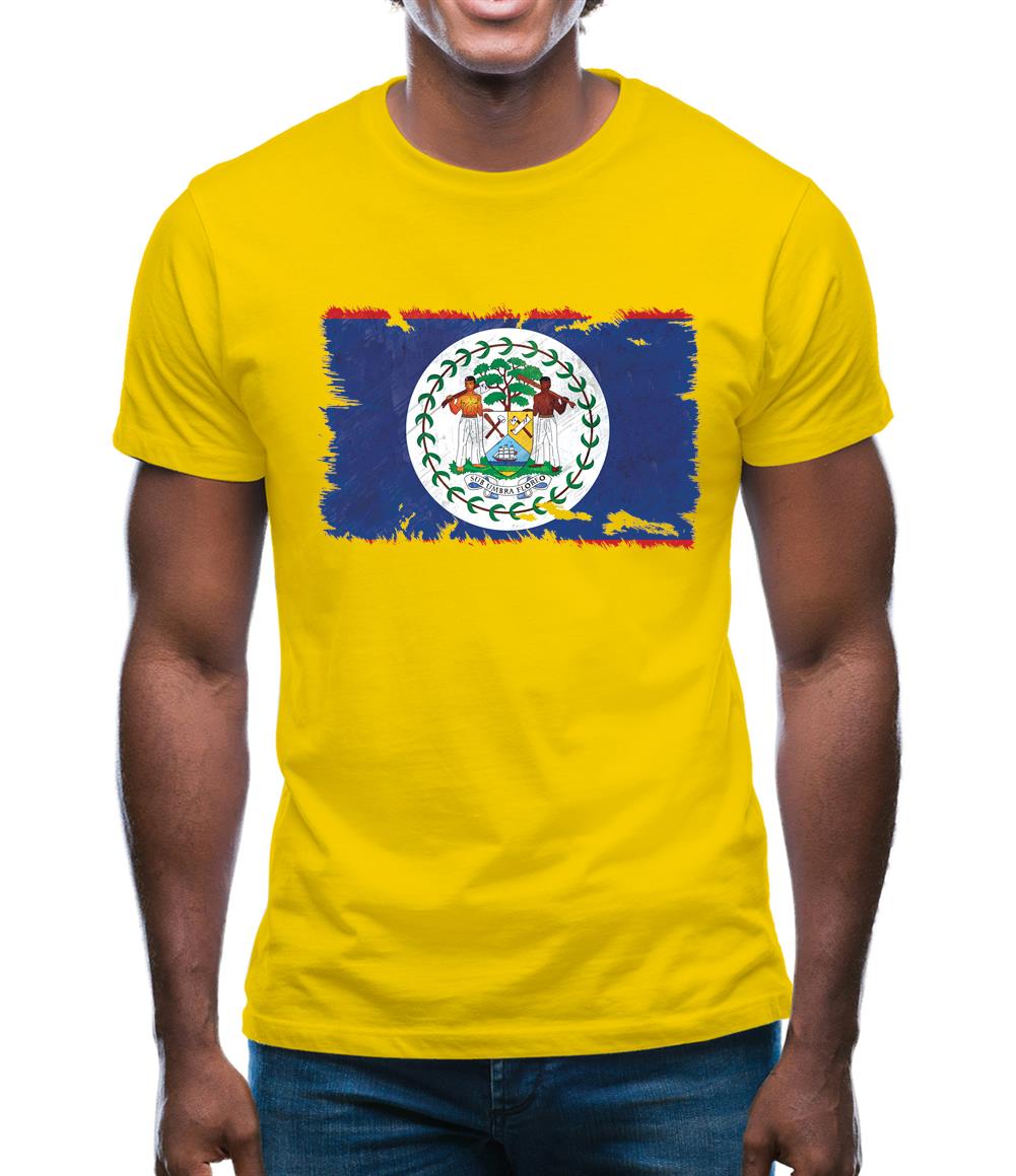Belize Grunge Style Flag Mens T-Shirt