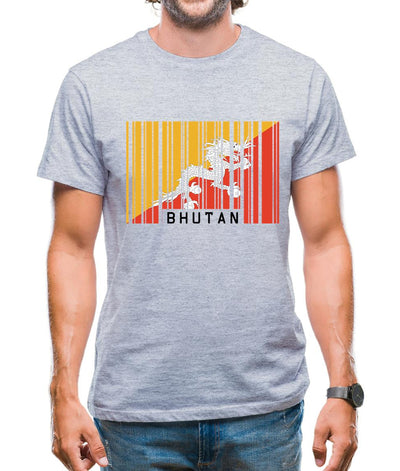 Bhutan Barcode Style Flag Mens T-Shirt