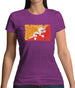 Bhutan Grunge Style Flag Womens T-Shirt