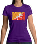 Bhutan Grunge Style Flag Womens T-Shirt