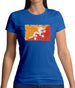 Bhutan Grunge Style Flag Womens T-Shirt