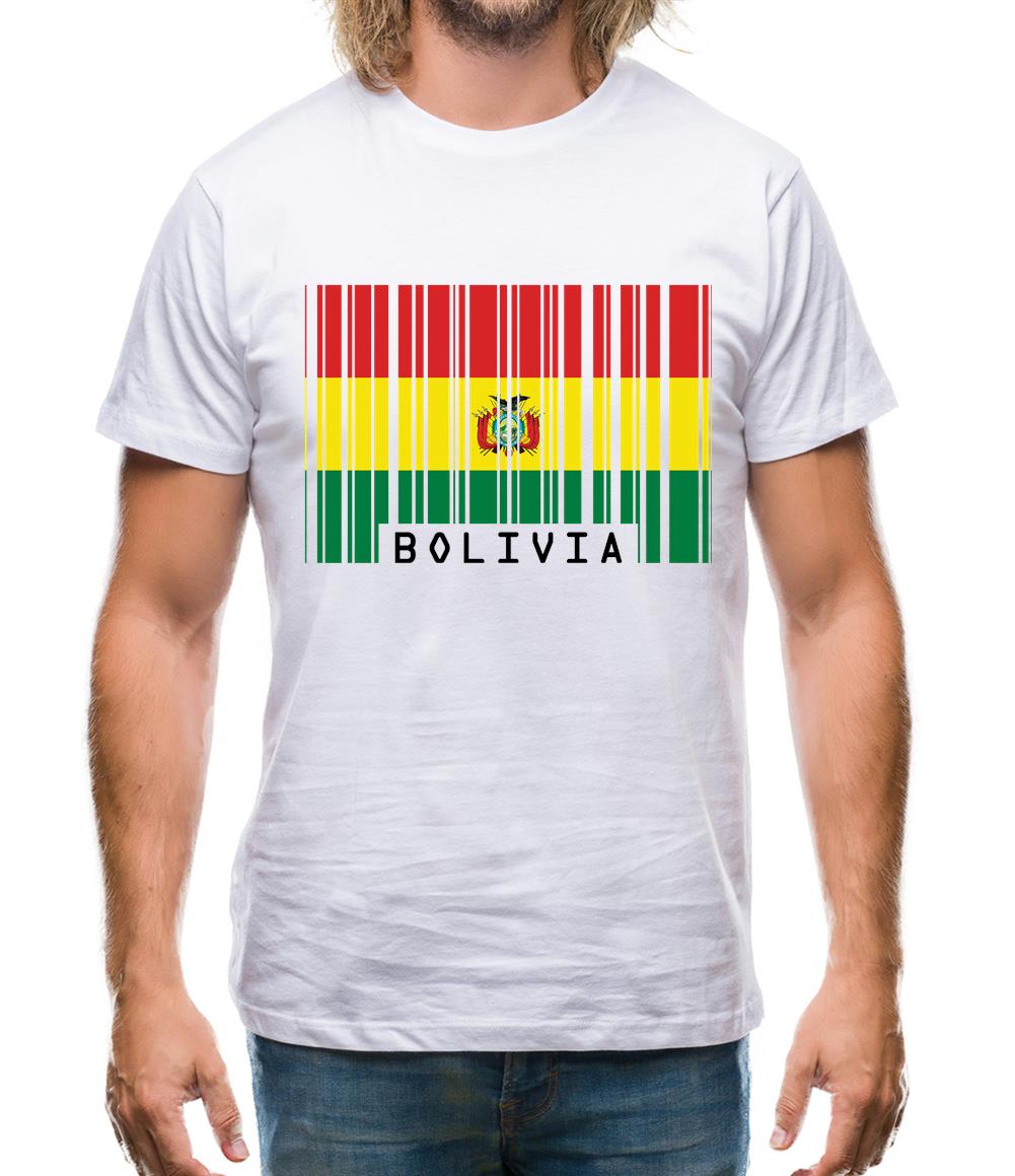 Bolivia Barcode Style Flag Mens T-Shirt