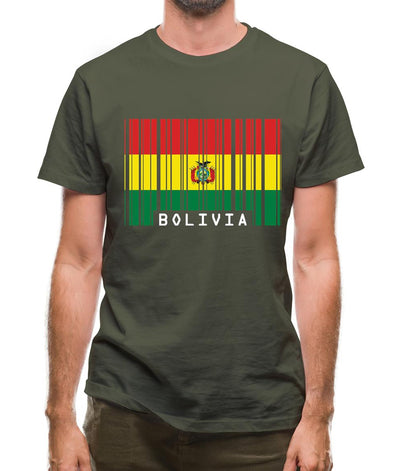 Bolivia Barcode Style Flag Mens T-Shirt