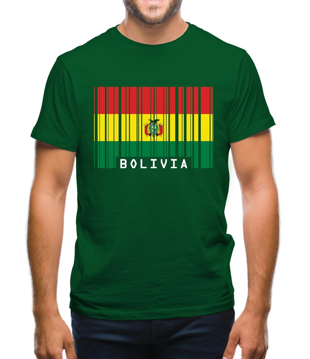 Bolivia Barcode Style Flag Mens T-Shirt
