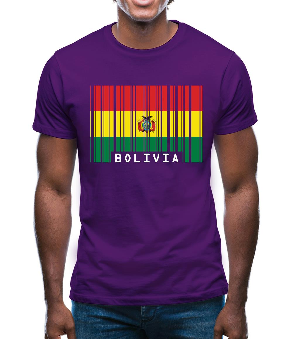 Bolivia Barcode Style Flag Mens T-Shirt