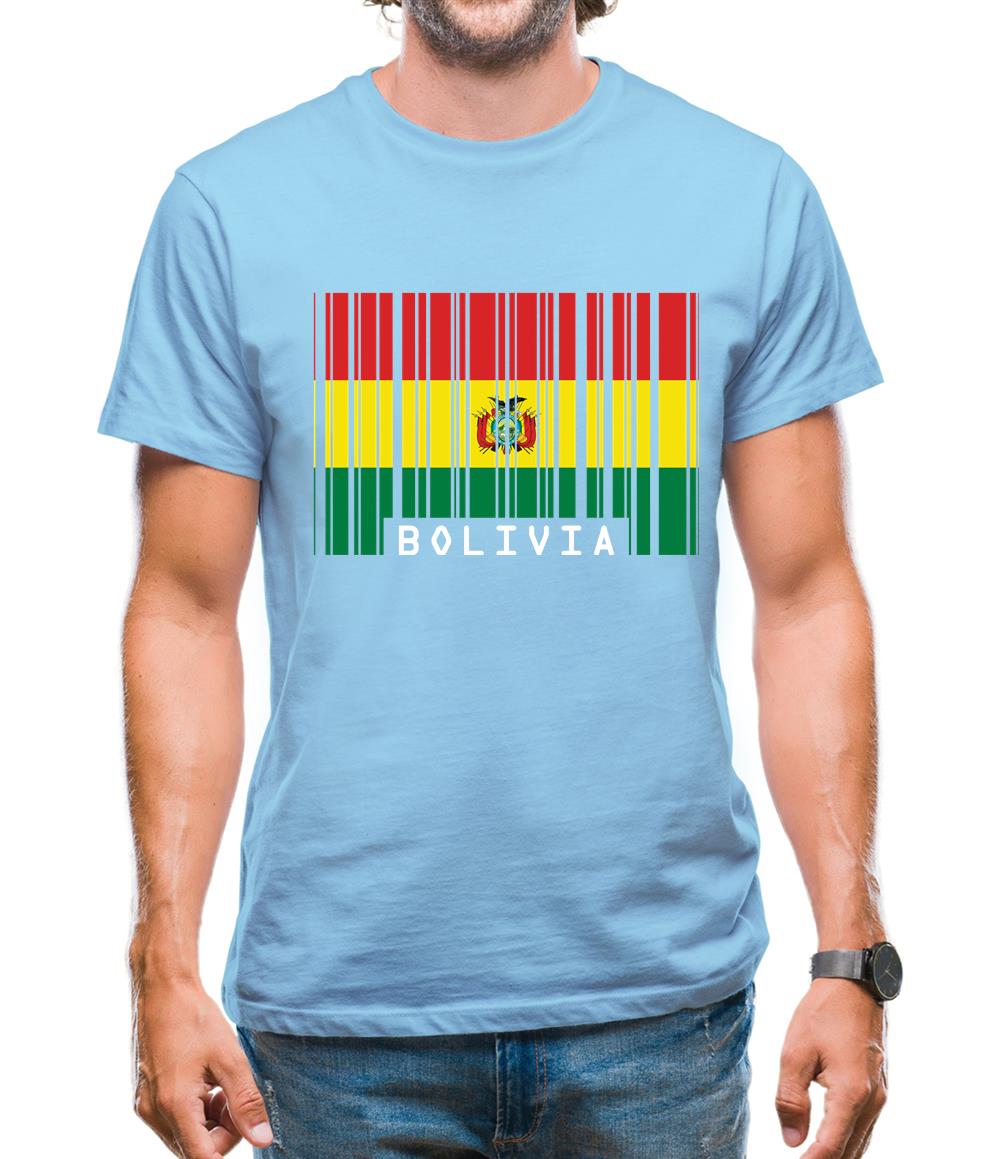 Bolivia Barcode Style Flag Mens T-Shirt