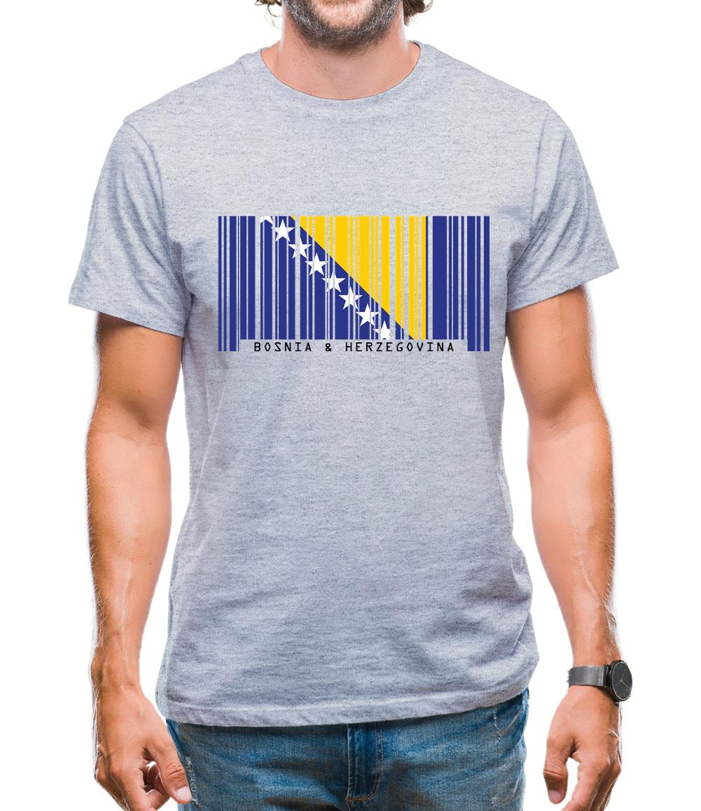 Bosnia And Herzegovina  Barcode Style Flag Mens T-Shirt