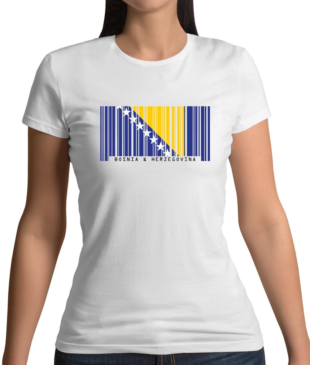 Bosnia And Herzegovina  Barcode Style Flag Womens T-Shirt