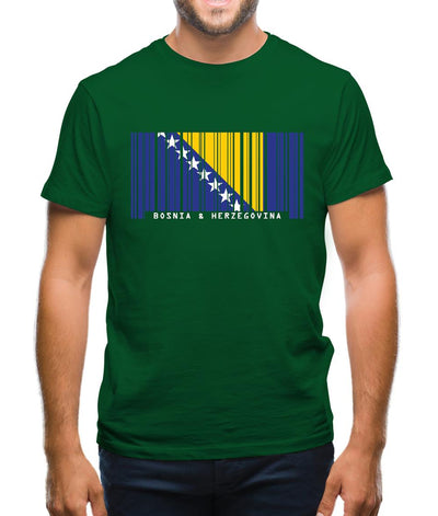 Bosnia And Herzegovina  Barcode Style Flag Mens T-Shirt