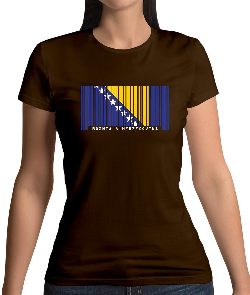Bosnia And Herzegovina  Barcode Style Flag Womens T-Shirt