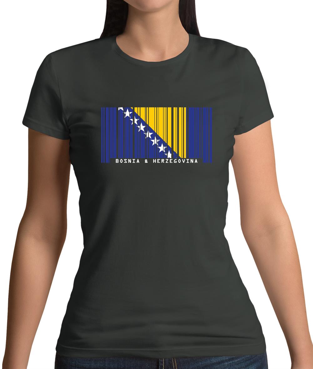 Bosnia And Herzegovina  Barcode Style Flag Womens T-Shirt