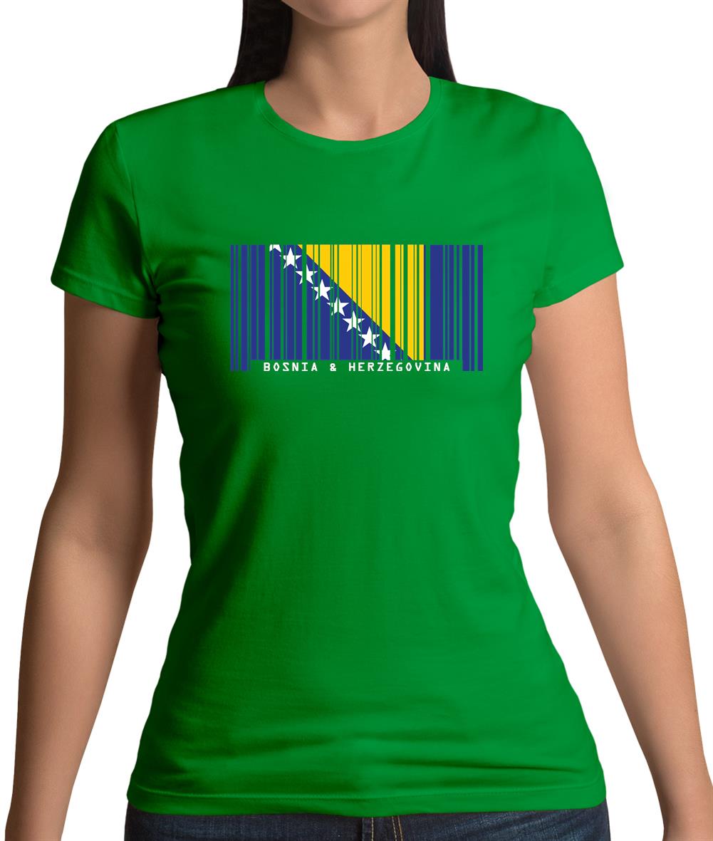 Bosnia And Herzegovina  Barcode Style Flag Womens T-Shirt