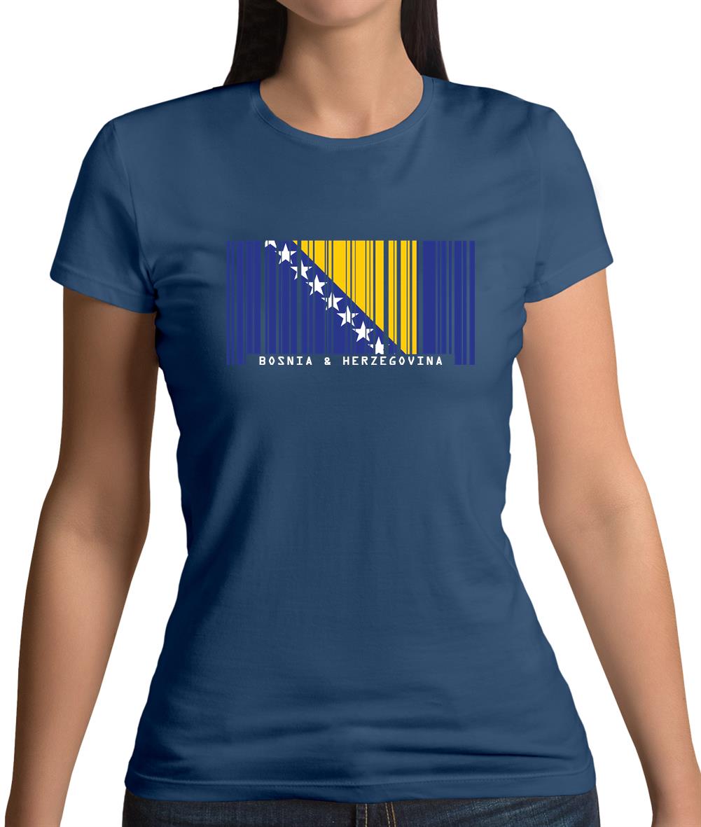 Bosnia And Herzegovina  Barcode Style Flag Womens T-Shirt