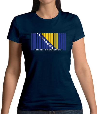 Bosnia And Herzegovina  Barcode Style Flag Womens T-Shirt