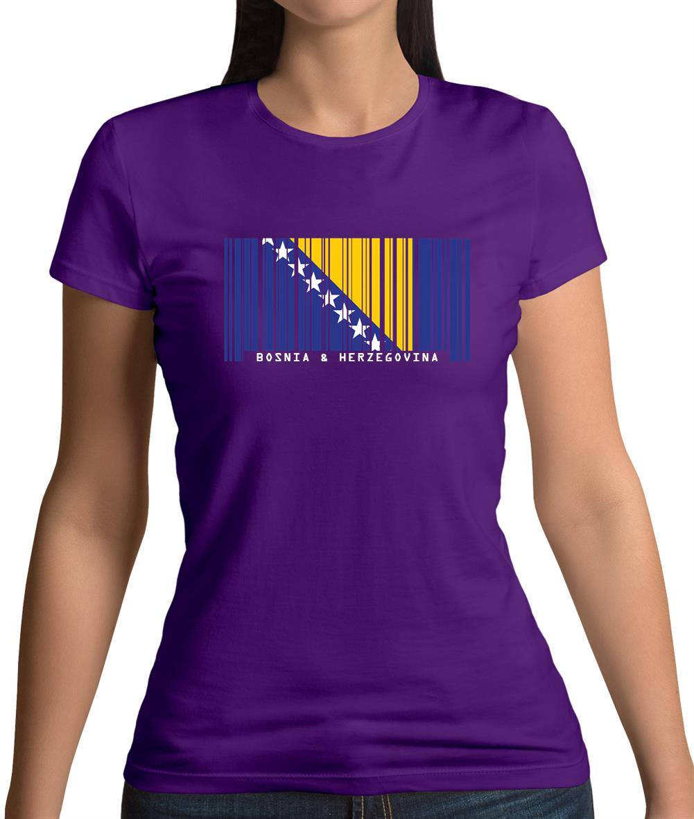 Bosnia And Herzegovina  Barcode Style Flag Womens T-Shirt