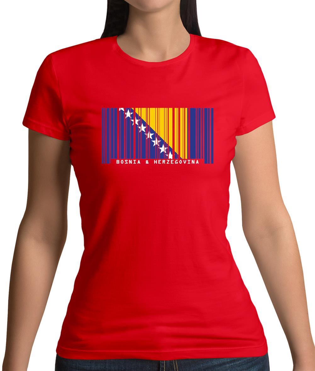 Bosnia And Herzegovina  Barcode Style Flag Womens T-Shirt