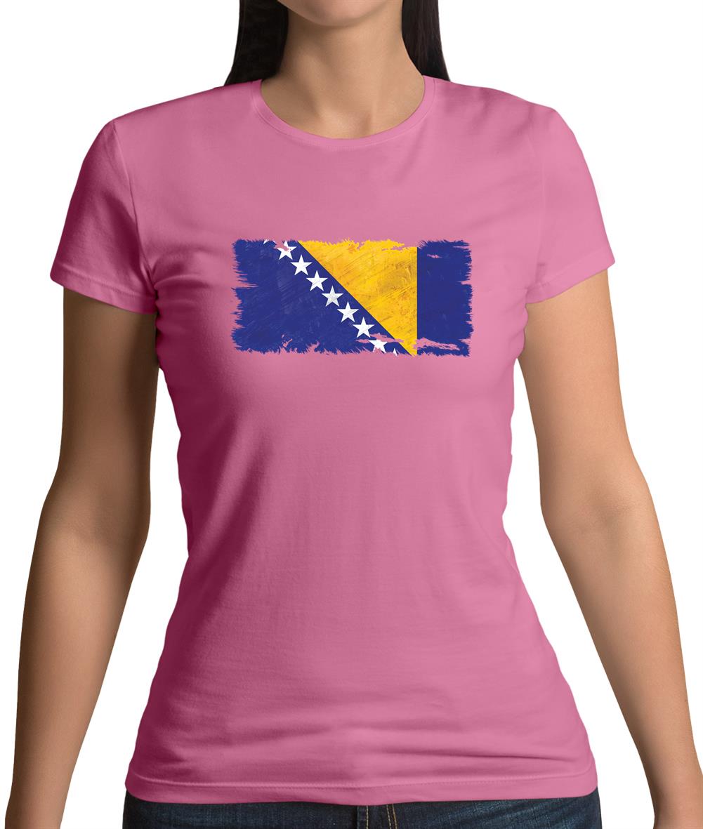 Bosnia And Herzegovina Grunge Style Flag Womens T-Shirt