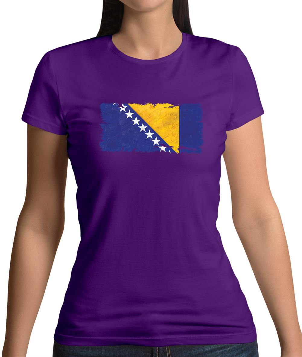 Bosnia And Herzegovina Grunge Style Flag Womens T-Shirt