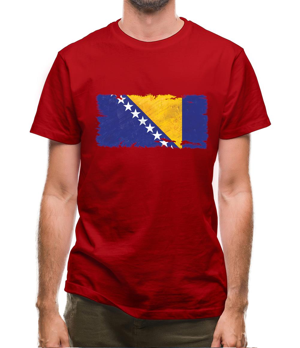 Bosnia And Herzegovina Grunge Style Flag Mens T-Shirt