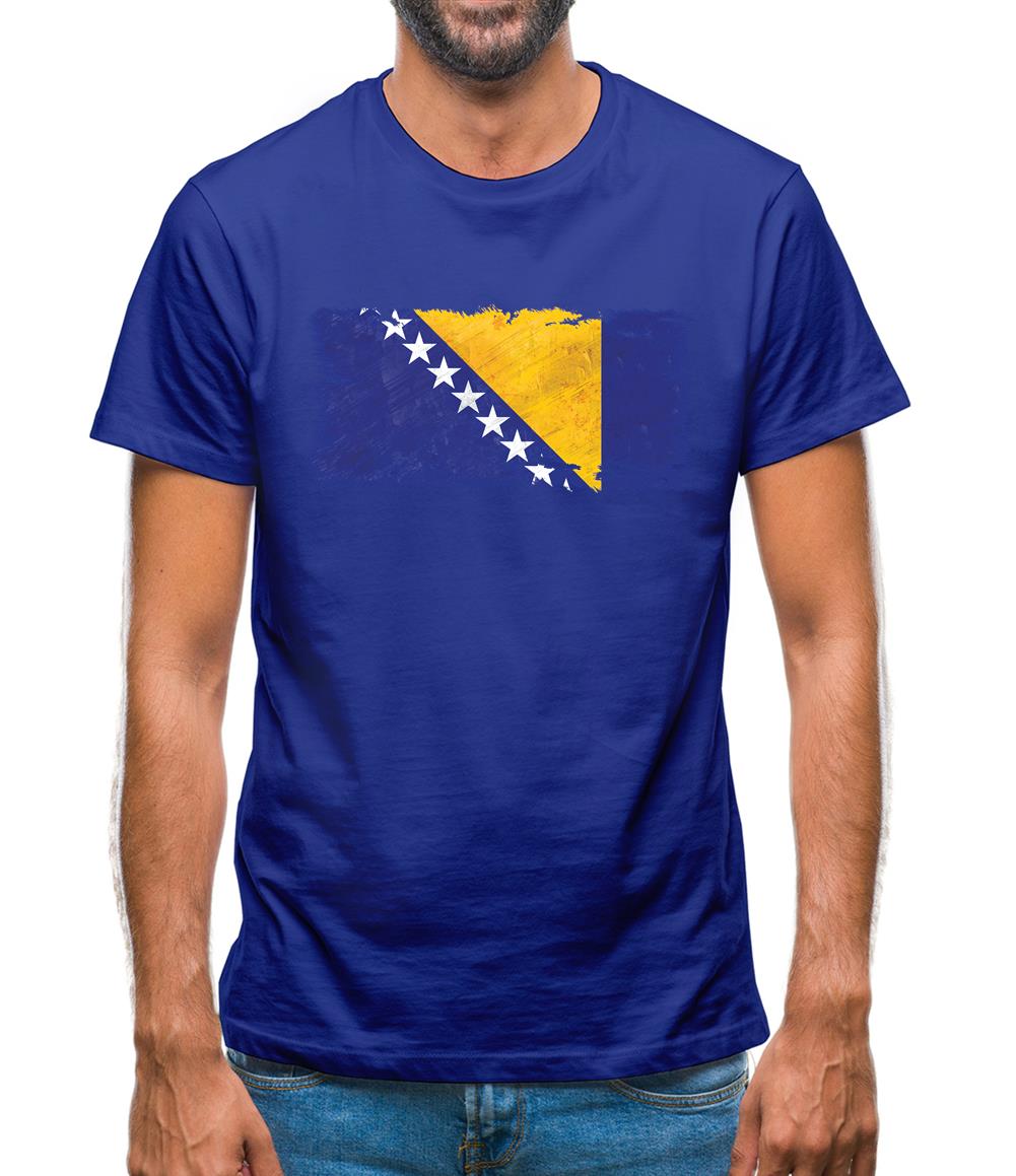 Bosnia And Herzegovina Grunge Style Flag Mens T-Shirt