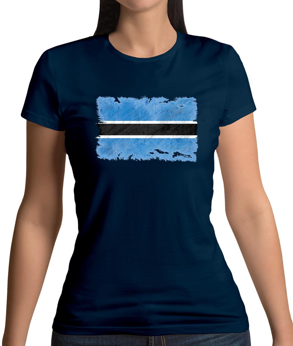 Botswana Grunge Style Flag Womens T-Shirt