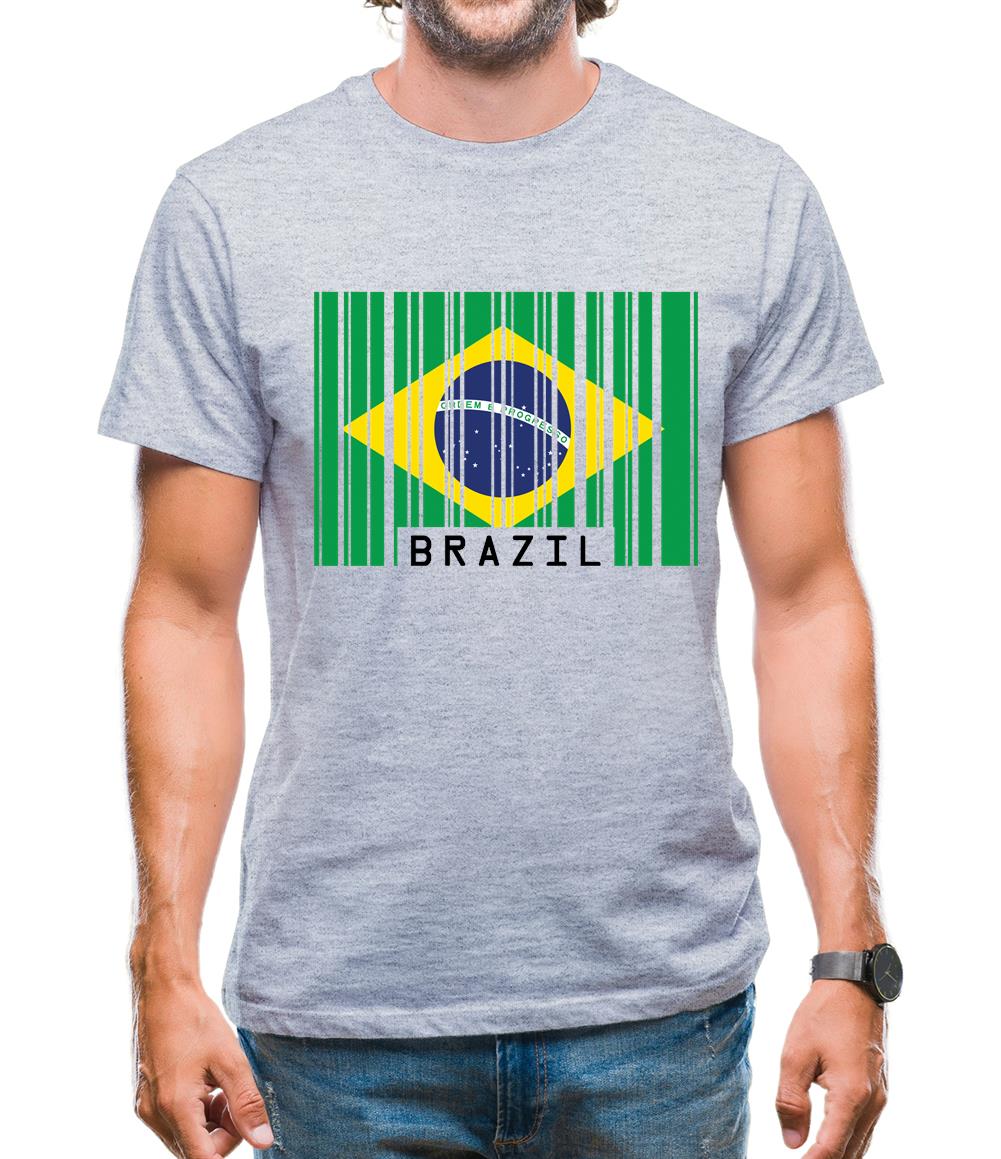 Brazil Barcode Style Flag Mens T-Shirt