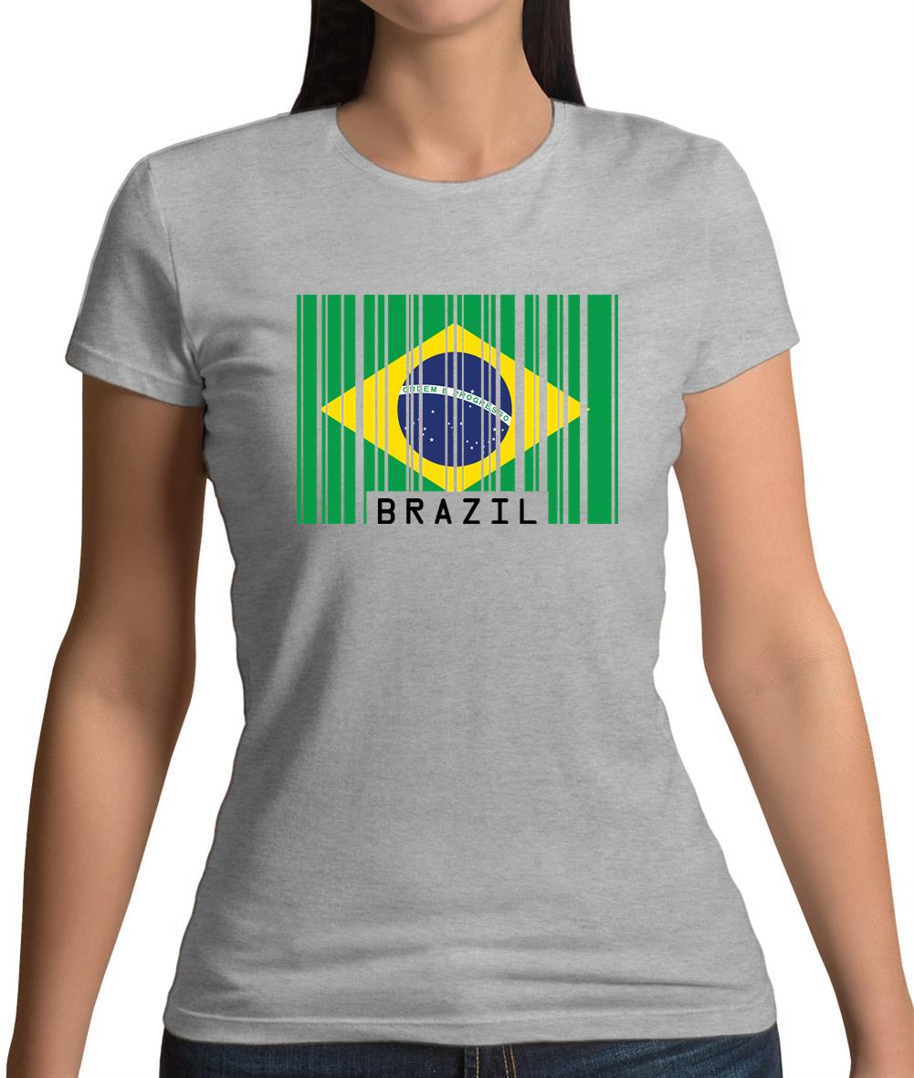 Brazil Barcode Style Flag Womens T-Shirt