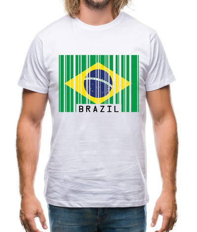 Brazil Barcode Style Flag Mens T-Shirt