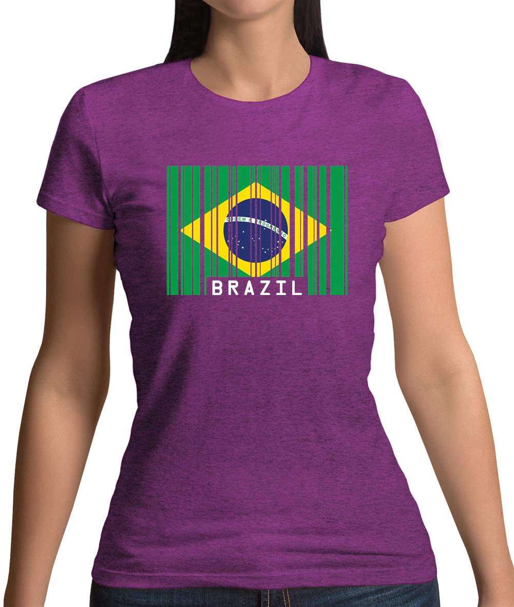 Brazil Barcode Style Flag Womens T-Shirt