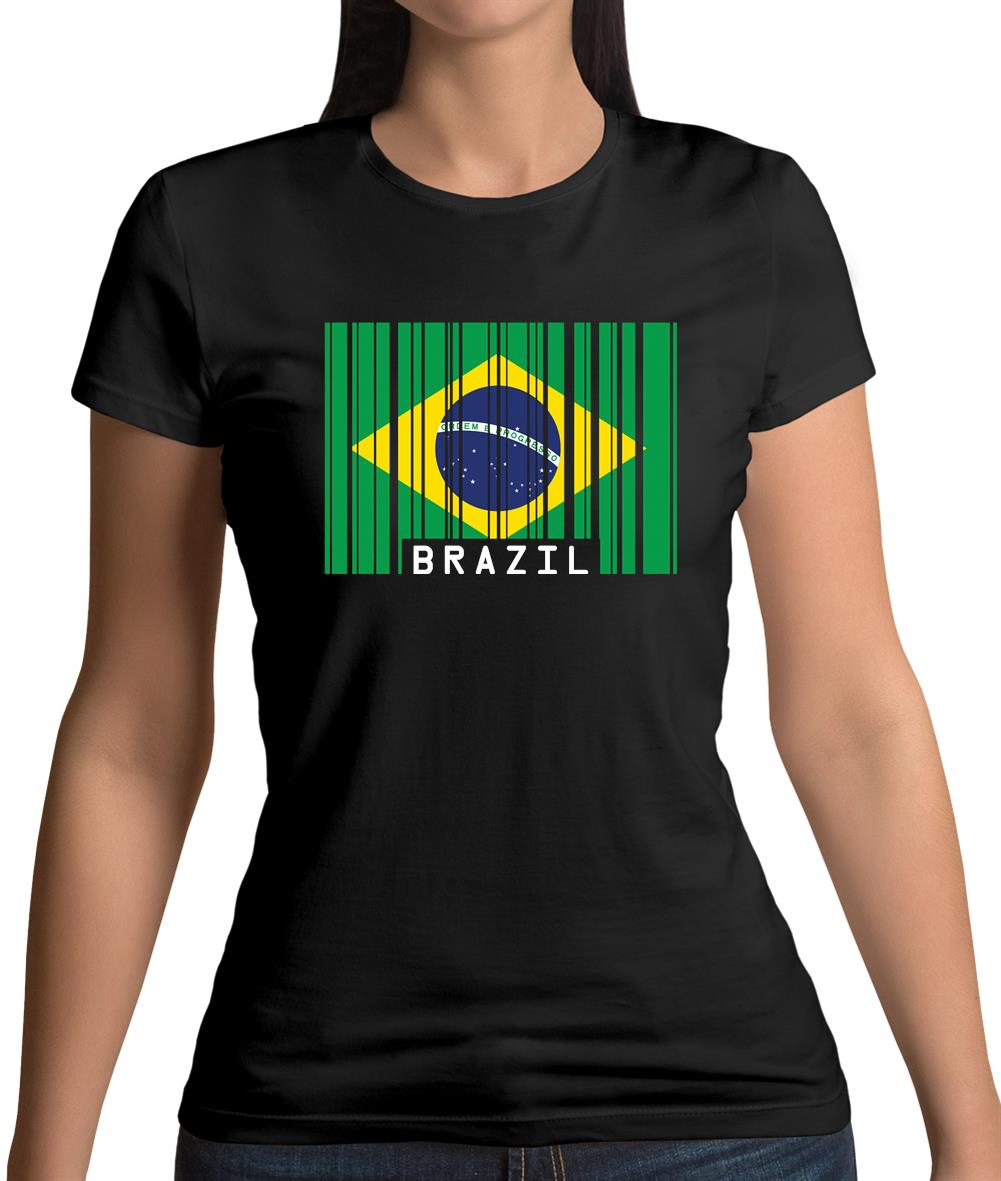Brazil Barcode Style Flag Womens T-Shirt