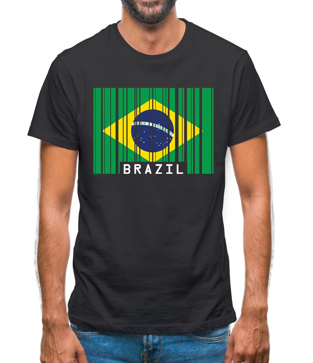 Brazil Barcode Style Flag Mens T-Shirt