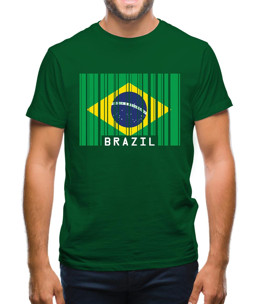 Brazil Barcode Style Flag Mens T-Shirt