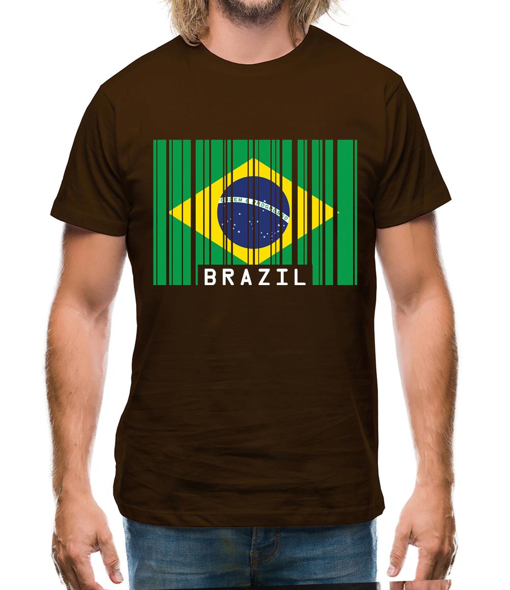 Brazil Barcode Style Flag Mens T-Shirt