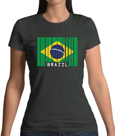 Brazil Barcode Style Flag Womens T-Shirt