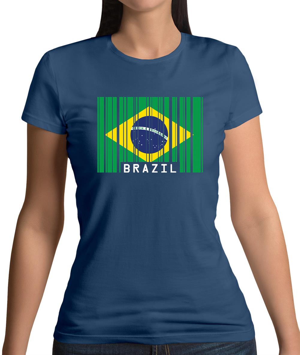 Brazil Barcode Style Flag Womens T-Shirt