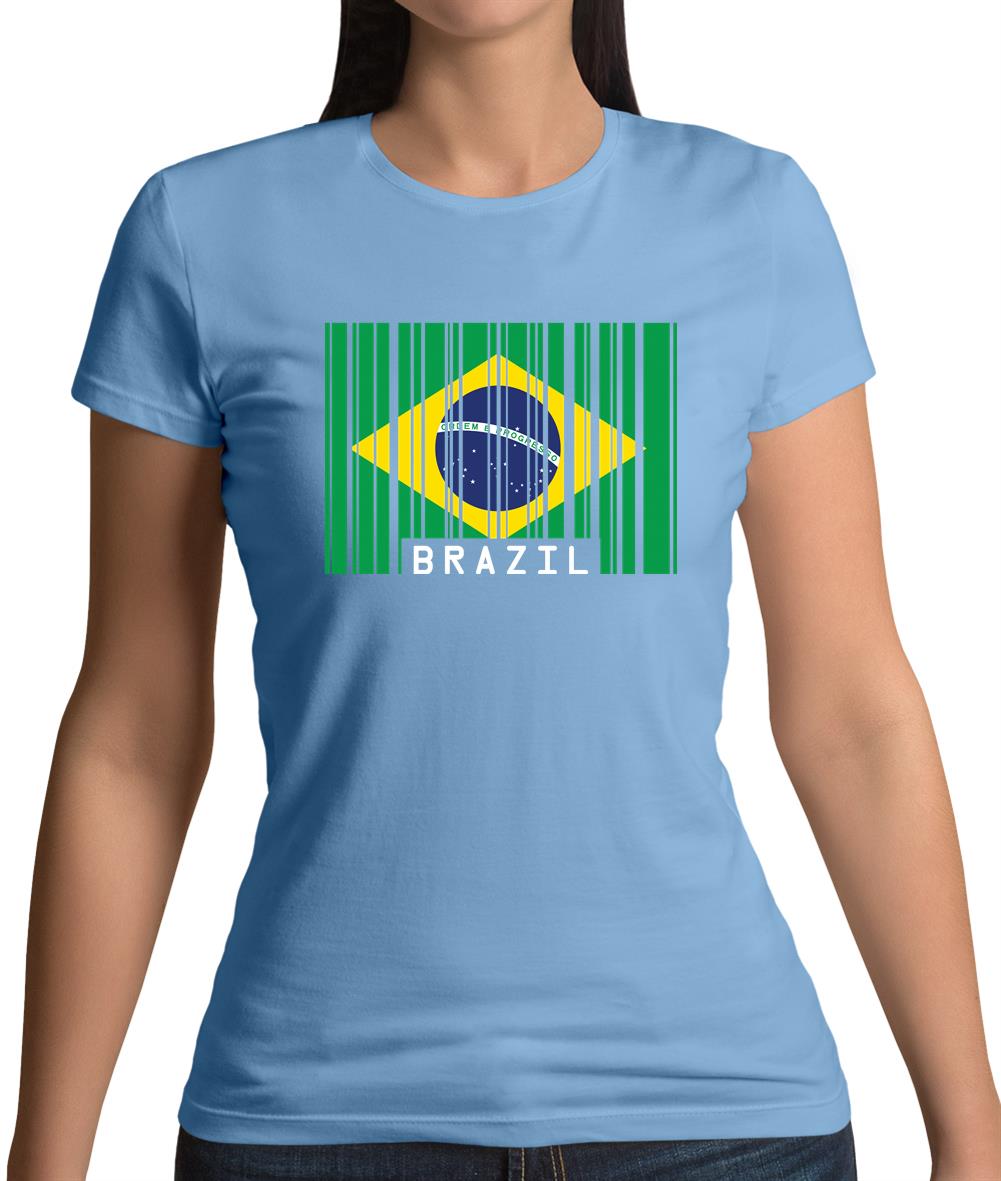 Brazil Barcode Style Flag Womens T-Shirt